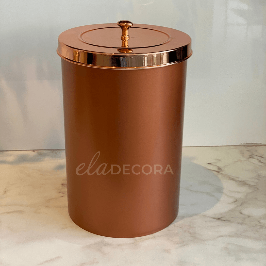Lixeira com Tampa 8 Litros Rose Gold - Ela Decora