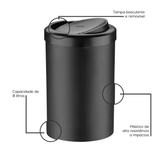 Lixeira com Tampa Basculante Preta 8 Litros - Ela Decora