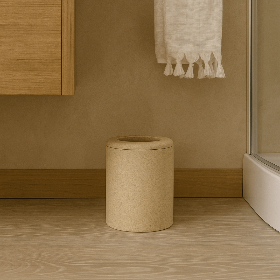 Lixeira em Poliresina Bege 8 Litros - Ela Decora