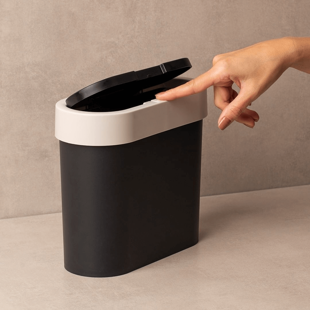 Lixeira Flat 2,8 Litros Preta - Ela Decora