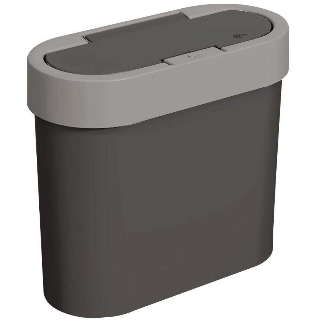 Lixeira Flat Chumbo 2,8 Litros - Ela Decora