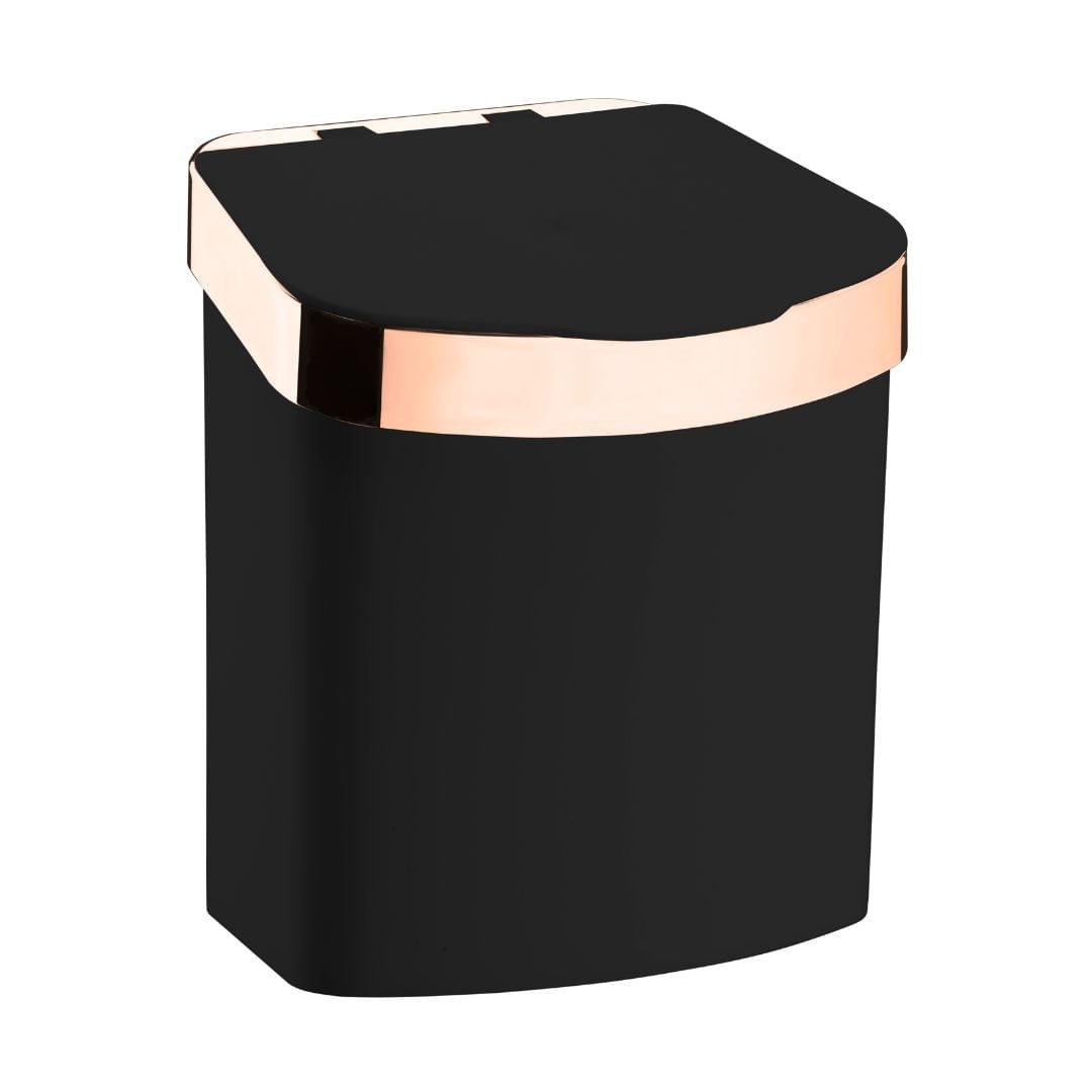 Lixeira Preta e Rose Gold 2,5 Litros - Ela Decora