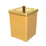 Lixeira Quadrada com Tampa Dourada 6,5 Litros - Ela Decora