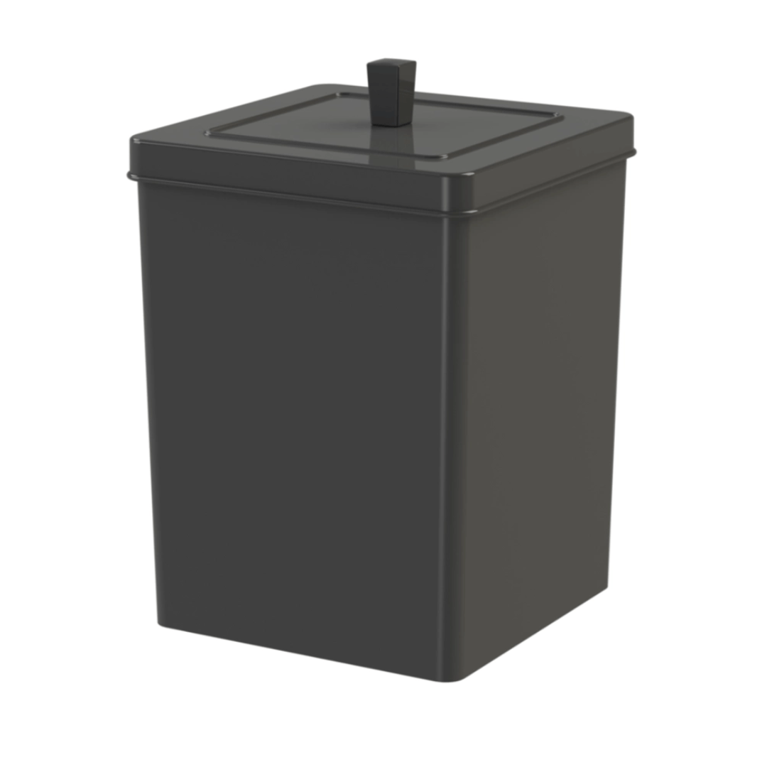 Lixeira Quadrada com Tampa Preta 6,5 Litros - Ela Decora