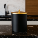 Lixeira Com Tampa 5 Litros Preto Com Dourado Fosco