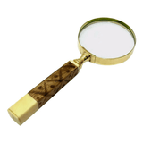 Lupa de Aumenta em Metal Dourada com Cabo de Resina - Ela Decora