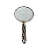 Lupa de Aumento em Madre Perola Preto e Cromado 22,5cm x 10cm - Ela Decora