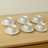 jogo de xicaras branca com fio dourado