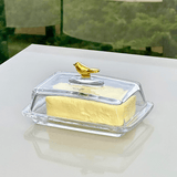 Manteigueira com Tampa de Cristal Ecológico Golden Bird 18cm - Ela Decora