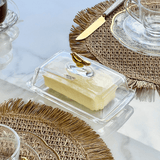 Manteigueira com Tampa de Cristal Ecológico Golden Bird 18cm - Ela Decora