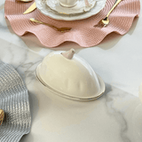 Manteigueira com Tampa em Porcelana Birds Branca 16cm - Ela Decora