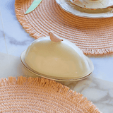 Manteigueira com Tampa em Porcelana Birds Branca 16cm - Ela Decora