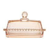 Manteigueira com Tampa Pearl Cristal de Chumbo Âmbar 17cm - Ela Decora