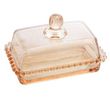 Manteigueira com Tampa Pearl Cristal de Chumbo Âmbar 17cm - Ela Decora