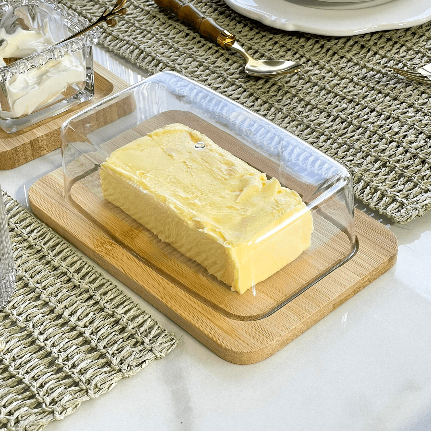 Manteigueira de Bambu com Tampa transparente