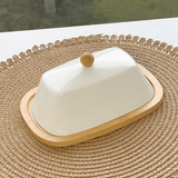 Manteigueira de Cerâmica Oasis Branca 21cm - Ela Decora