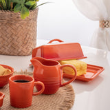 Manteigueira de Cerâmica Retrô Laranja 17cm - Ela Decora
