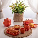 Manteigueira de Cerâmica Retrô Laranja 17cm - Ela Decora