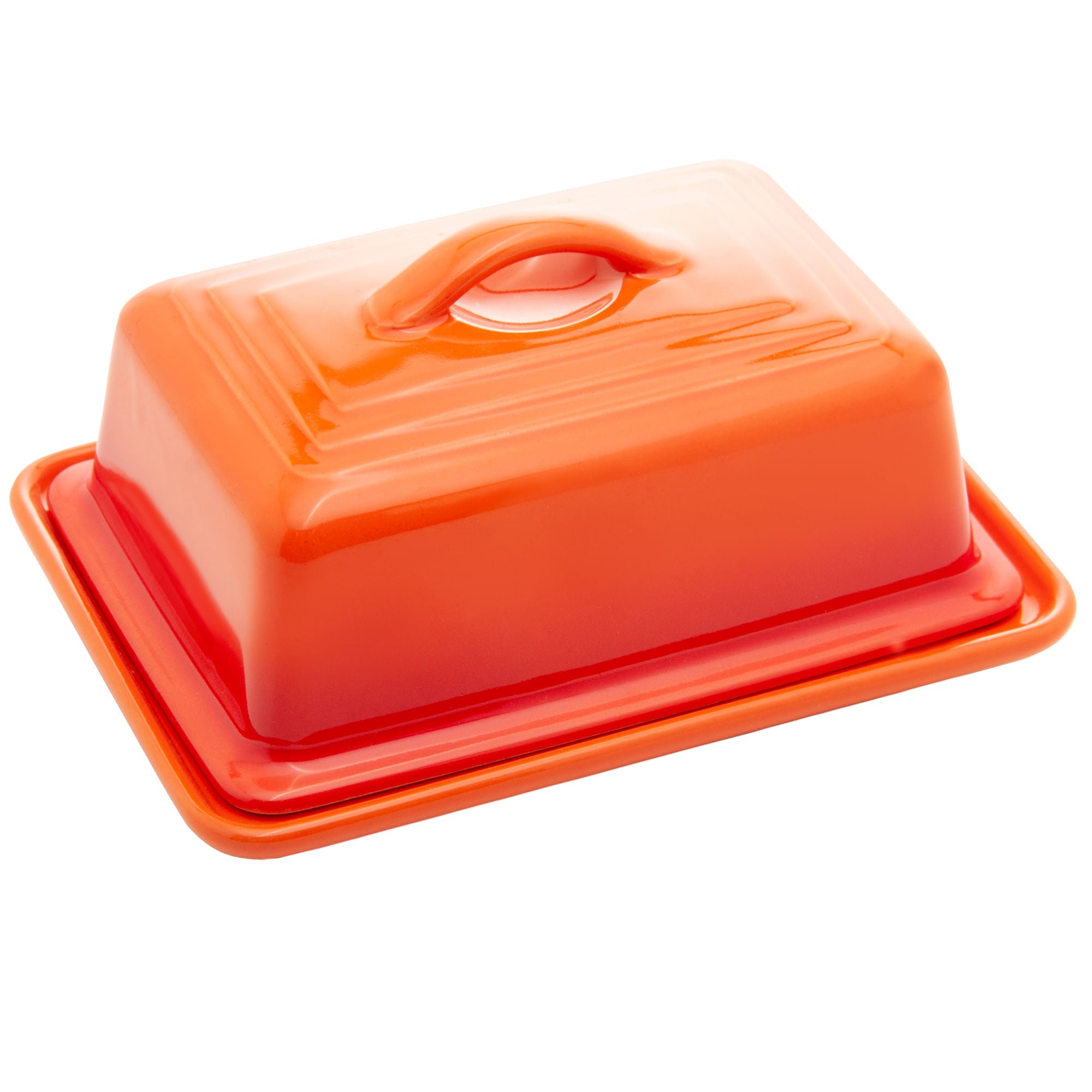 Manteigueira de Cerâmica Retrô Laranja 17cm - Ela Decora