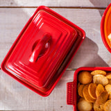Manteigueira de Cerâmica Retrô Vermelha 17cm - Ela Decora