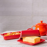 Manteigueira de Cerâmica Retrô Vermelha 17cm - Ela Decora