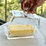 Manteigueira de Cristal de Chumbo Tampa Coração 17cm - Ela Decora