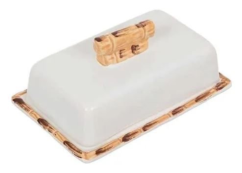 Manteigueira em Bambu Branco - Ela Decora