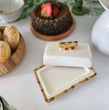 Manteigueira em Bambu Branco - Ela Decora