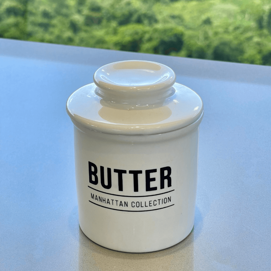 Manteigueira Francesa de Cerâmica Branca