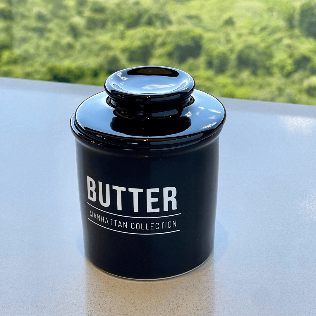 Manteigueira Francesa de Cerâmica Preta