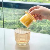 Manteigueira Francesa de Vidro Graffiato Âmbar 11cm - Ela Decora