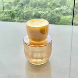 Manteigueira Francesa de Vidro Graffiato Âmbar 11cm - Ela Decora