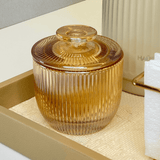 Manteigueira Francesa de Vidro Graffiato Âmbar 11cm - Ela Decora