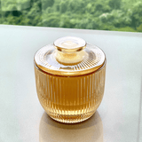 Manteigueira Francesa de Vidro Graffiato Âmbar 11cm - Ela Decora