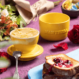 Manteigueira Francesa em Cerâmica Amarela - Ela Decora