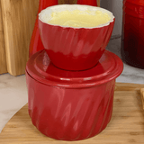 Manteigueira Francesa Twist em Cerâmica Vermelha 250g - Ela Decora