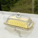 Manteigueira Retangular Imperatriz Tampa em Cristal Fio de Ouro 15,5cm - Ela Decora