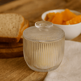 Manteigueira Francesa de Vidro Graffiato Transparente 11cm