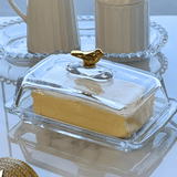 Manteigueira com Tampa de Cristal Ecológico Golden Bird 18cm