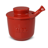 Meleira com Colher em Cerâmica Vermelha - Ela Decora