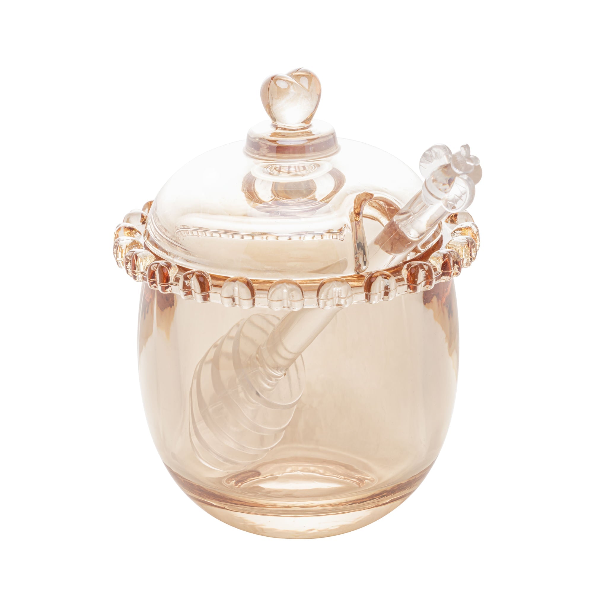 Meleira Cristal de Chumbo com Pegador Coração Âmbar Metalizado 12cm - Ela Decora