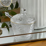 Meleira de Cristal Martelado com Colher e Tampa com Fio de Ouro Petra - Ela Decora