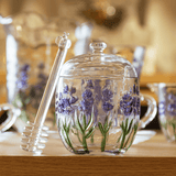 Meleira de Cristal com Colher e Tampa Lavanda 8,5cm