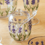 Meleira de Cristal com Colher e Tampa Lavanda 8,5cm