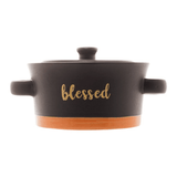 Mini Caçarola em Cerâmica Blessed Preto Matt/Laranja 16cm - Ela Decora
