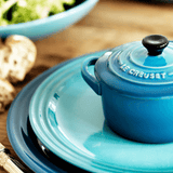 Mini Cocotte Caçarola Cerâmica Azul Marseille com Pegador Preto 14cm Le Creuset - Ela Decora