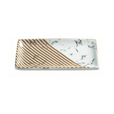 Mini Prato Retangular Marmorizado Listras Dourado - 19 cm - Ela Decora
