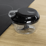 Mini Processador de Alimentos Manual Preto e Cinza 500ml - Ela Decora