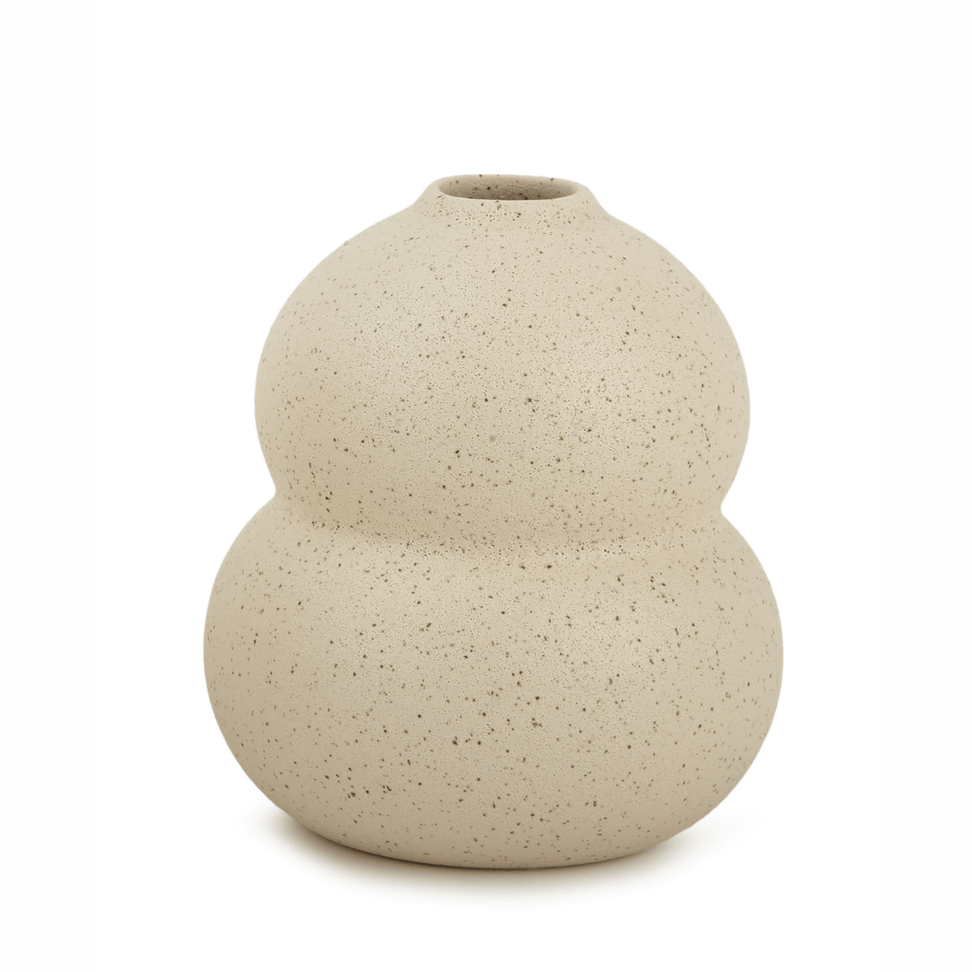 Mini Vaso em Cerâmica Ondulado Bege 10,5cm Grande - Ela Decora