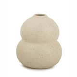 Mini Vaso em Cerâmica Ondulado Bege 10,5cm Grande - Ela Decora